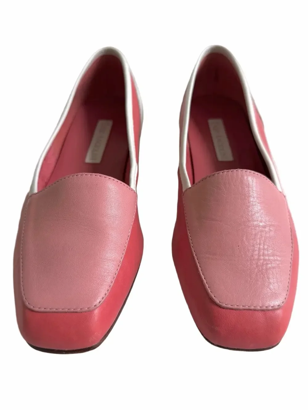 Vintage Enzo Angiolini Liberty Two Toned Pink White Leather Loafers Flats
